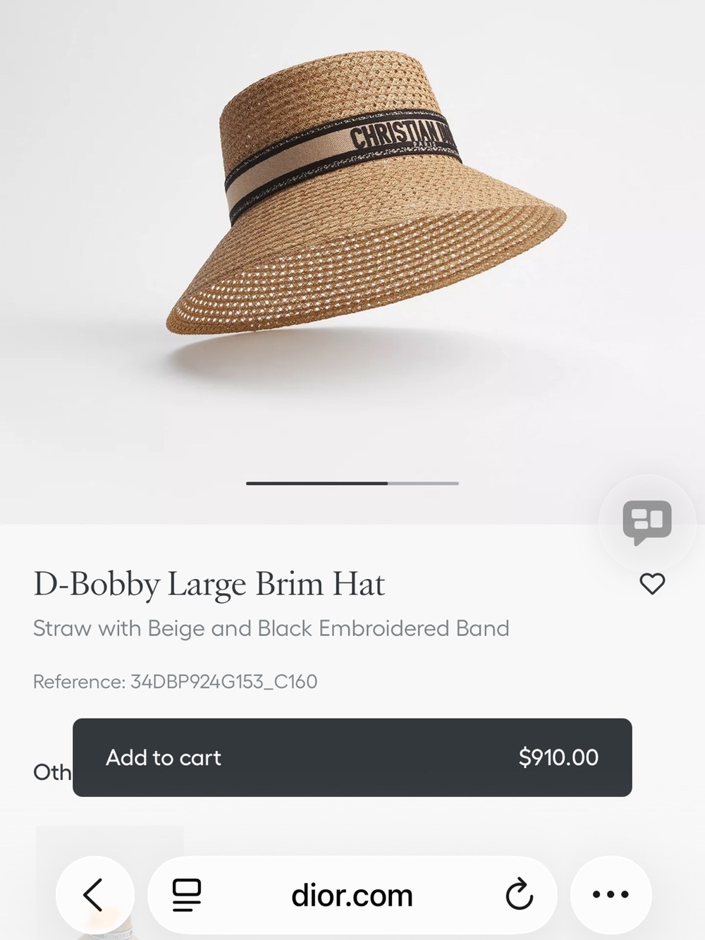 Dior Tan Straw Bucket Hat with Black Logo Band - Picture 10 of 10